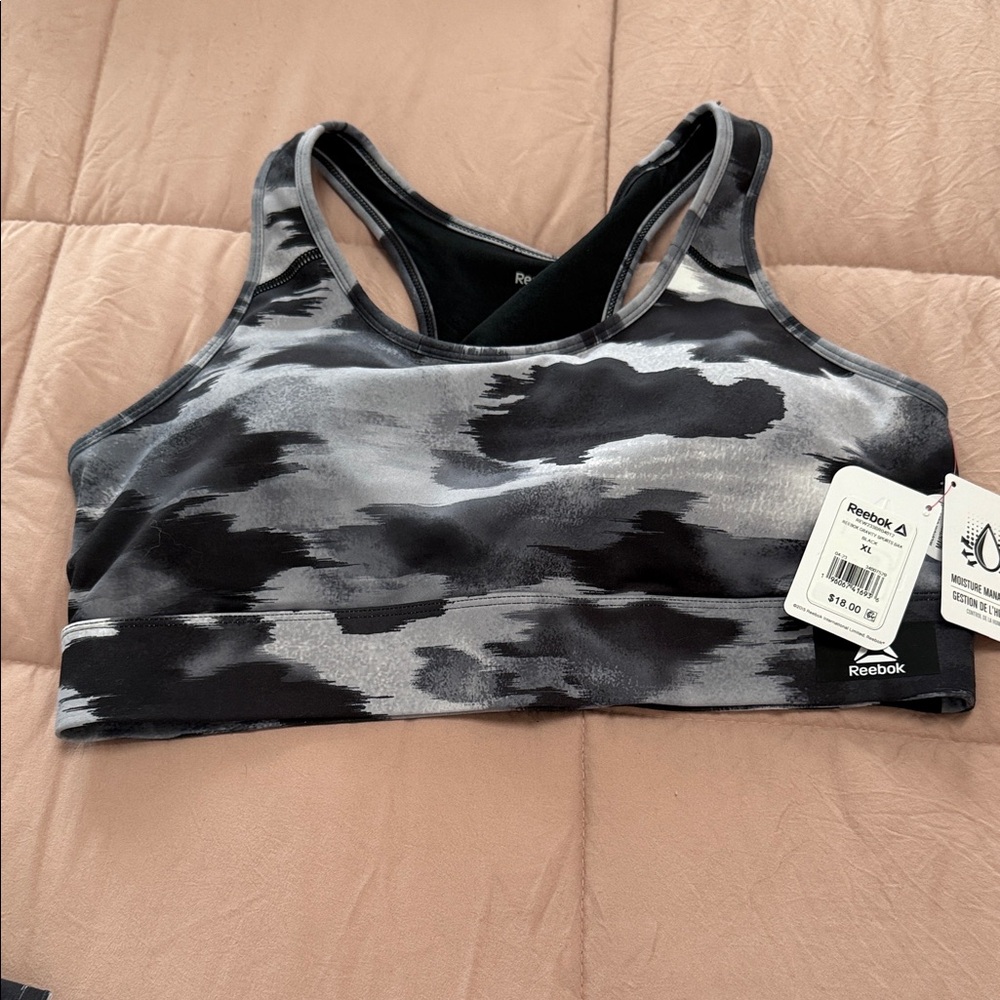 Reebok Women's Dynamic Black and Gray Sports Bra